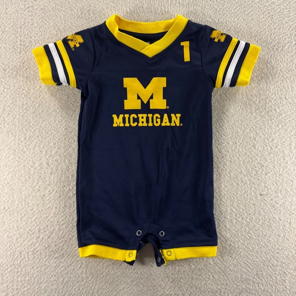 Colosseum Michigan Wolverines Jersey Romper Infant 3-6M Blue NCAA Sport